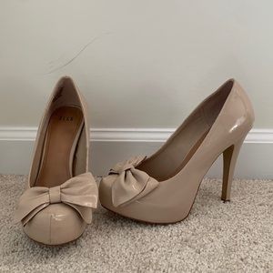 Tan leather high heels